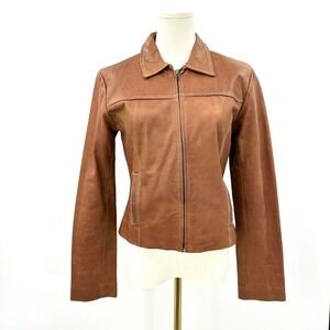 Wilsons Maxima Leather Jacket Small Tailored Brown Earthy Urban Sophisticate